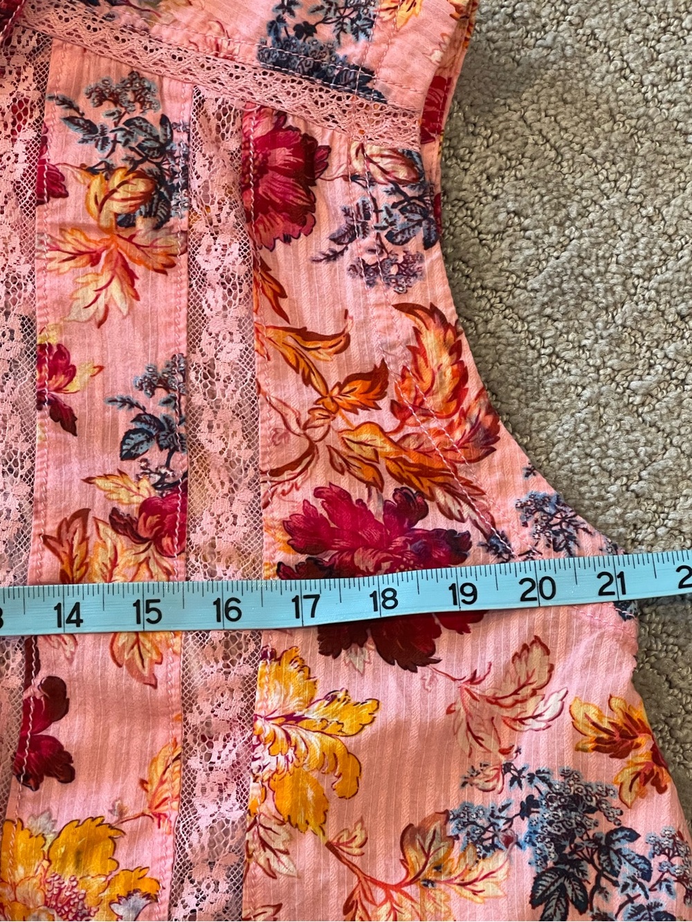 Pilcro-Anthropologie Pink Floral Lace-Trim Sleeveless Button Front Blouse, XS - Picture 9 of 12